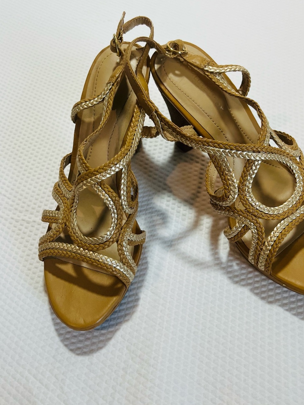Naturalizer Gold Braided Strappy Heeled Sandals